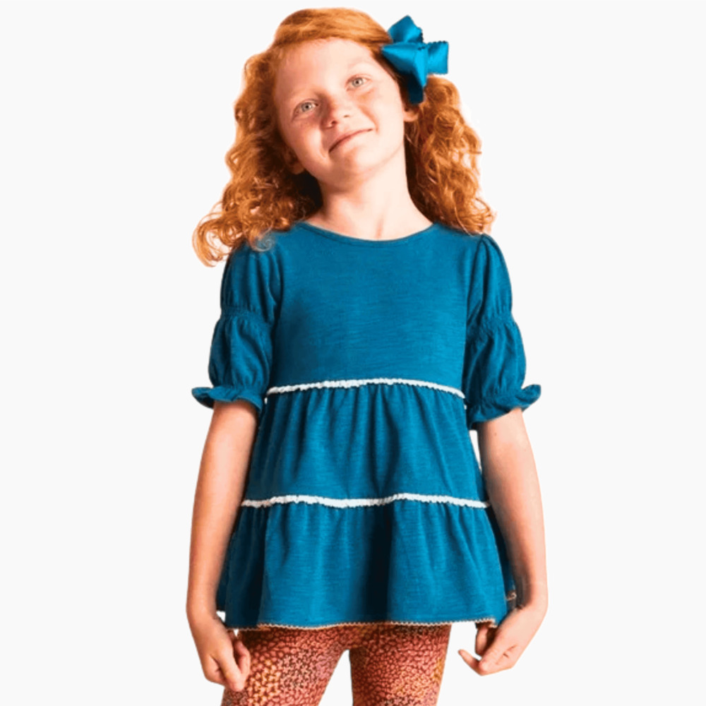 Matilda Jane A Dream Come Blue Knit Puff Sleeve Peasant Tunic size 2T